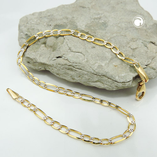 Kette 2,7mm Figaro-Panzer bicolor 14Kt GOLD 50cm