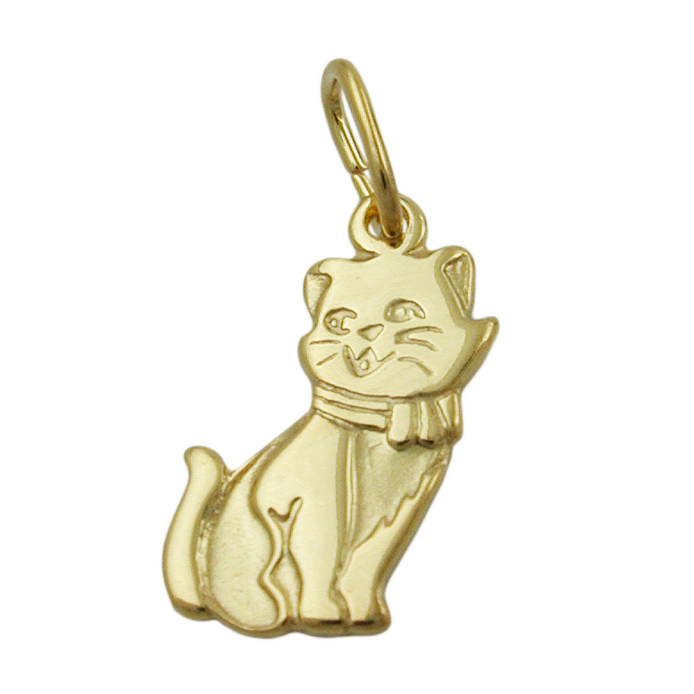 Anhänger 13x7mm Katze teil-mattiert 8Kt GOLD