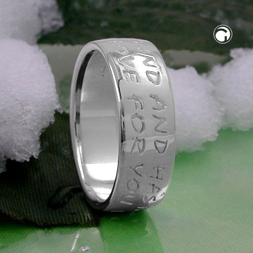 Ring 8mm mit Prägung LOVE HAS NO END Silber 925 Ringgröße 66