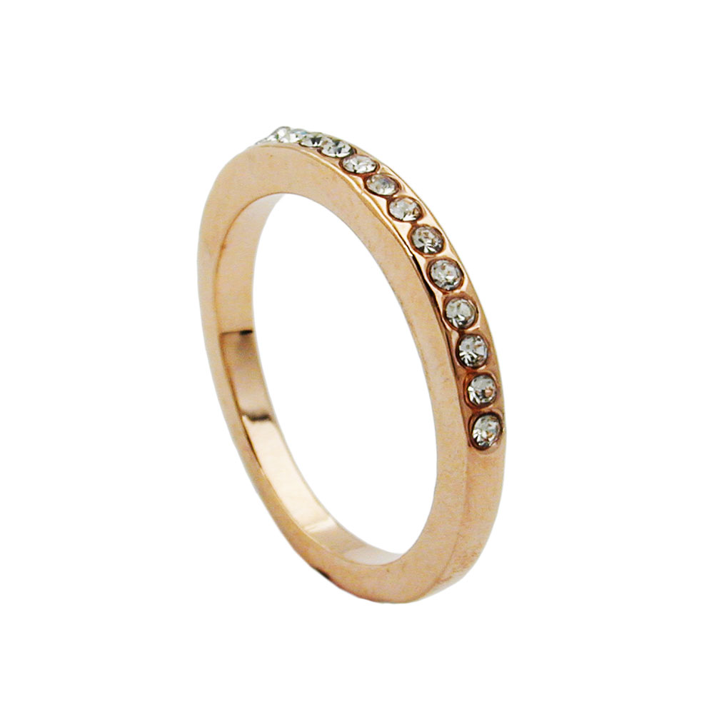 Ring 2,4mm schmaler Ring mit Glassteinen verziert vergoldet Ringgröße 56