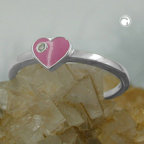 Ring Kinderring mit Herz rosa Silber 925 Ringgröße 48