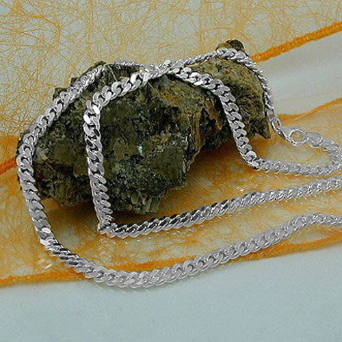 Kette 4mm Flachpanzerkette diamantiert Silber 925 55cm