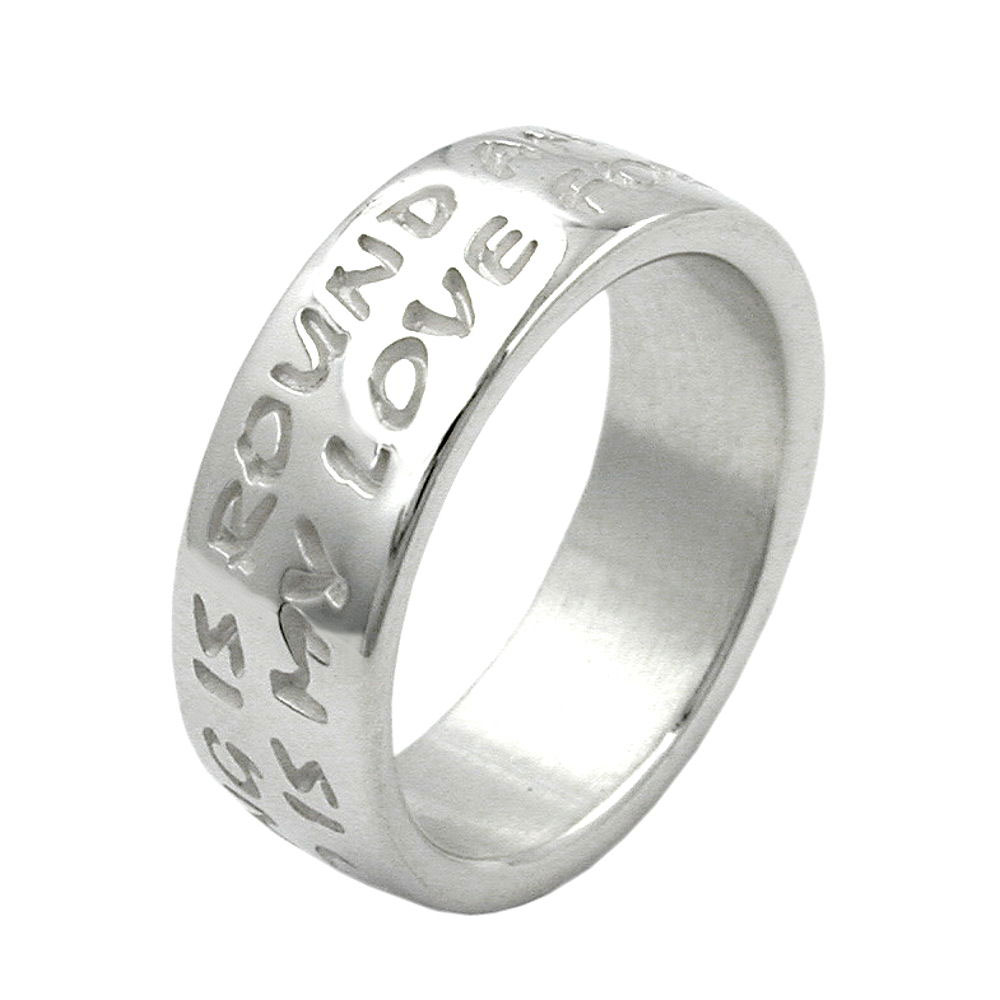 Ring 8mm mit Prägung LOVE HAS NO END Silber 925 Ringgröße 66