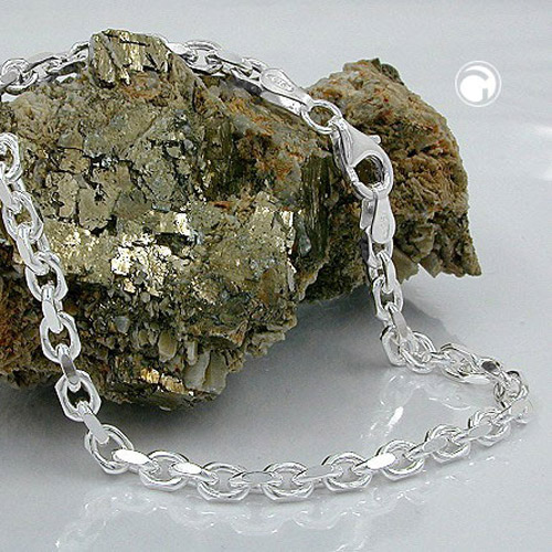 Kette 3,5mm Ankerkette 4x diamantiert Silber 925 50cm