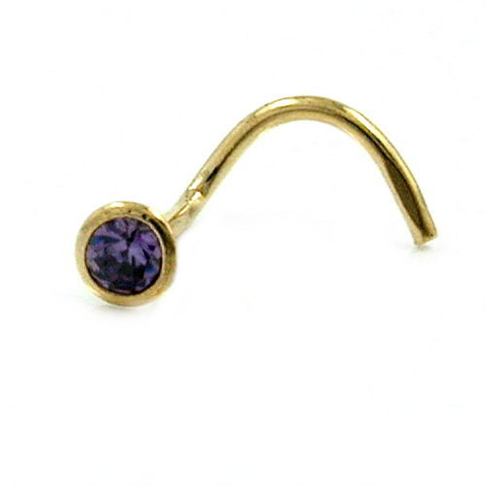 Nasenstecker 2,5mm Spirale mit Zirkonia lila-violett 18Kt GOLD