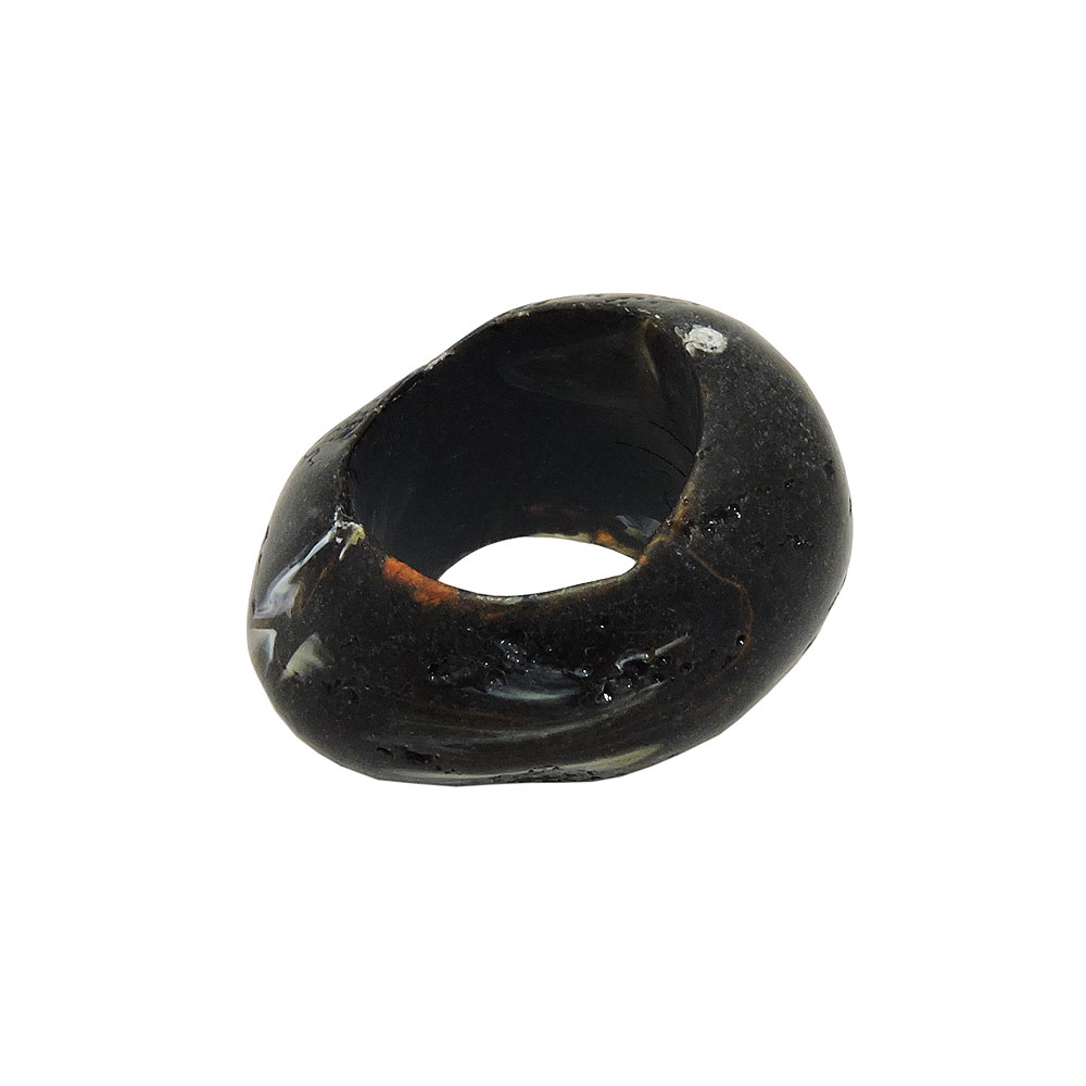 Tuchring 33x25mm Kunststoff Ringperle unrund 17mm-Loch schwarz-marmoriert matt
