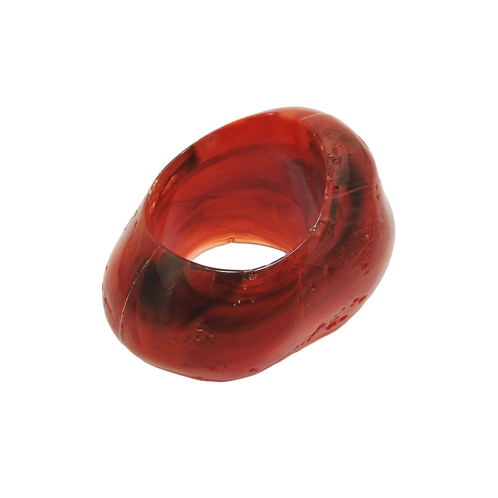 Tuchring 33x25mm Kunststoff Ringperle unrund 17mm-Loch rot-marmoriert glänzend